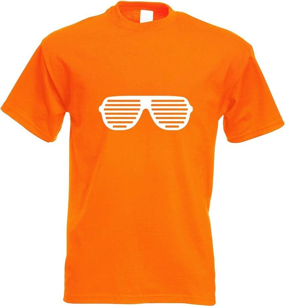 Kiwistar - T-Shirt - orange - Raver Shutter Brille Motiv Bedruckt Funshirt Design Print - mit Motiv Bedruckt - Funshirt Design - Sport - Freizeit -...