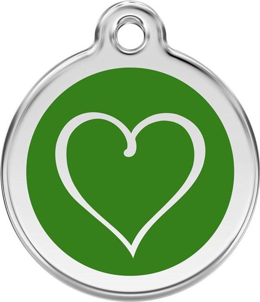 Tribal Heart Green Edelstahl Hundemarke klein/klein Ø. 2 cm - Reddingo