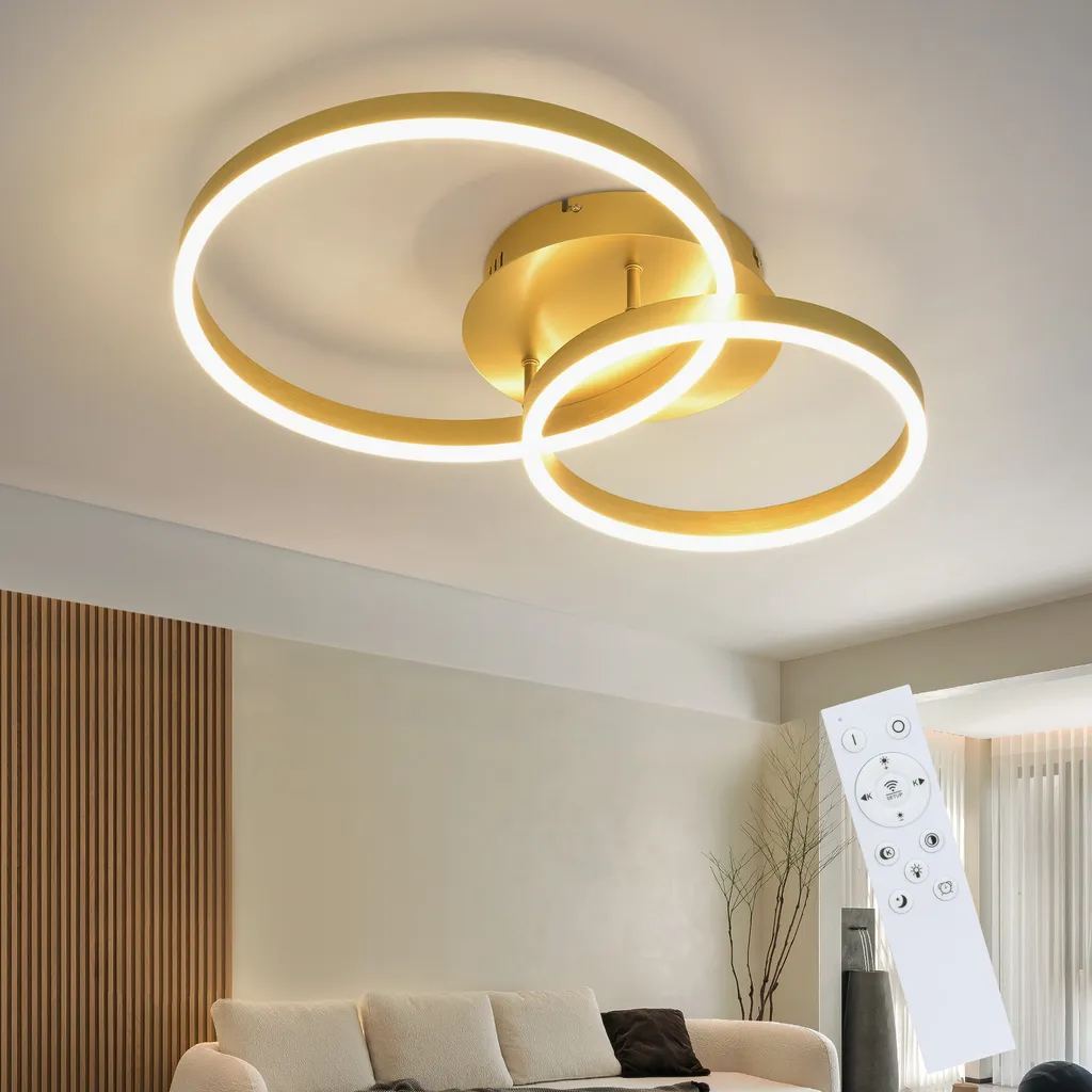 Luminaire Plafonnier Design 2 Anneaux Acrylique pour Chambre 46W