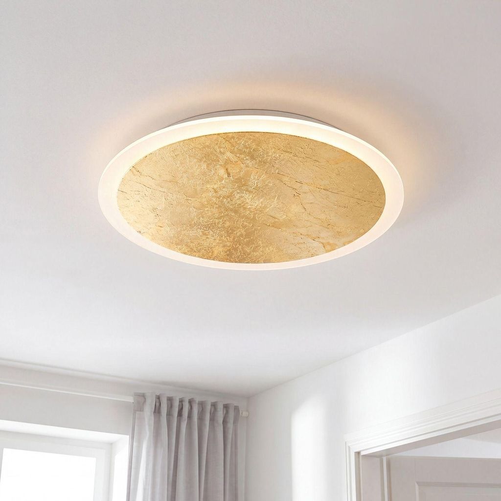 LED Deckenleuchte rund D: 40 cm Dimmbar per Wandschalter in Schwarz Gold 3500 K 1750 lm Deckenlampe innen