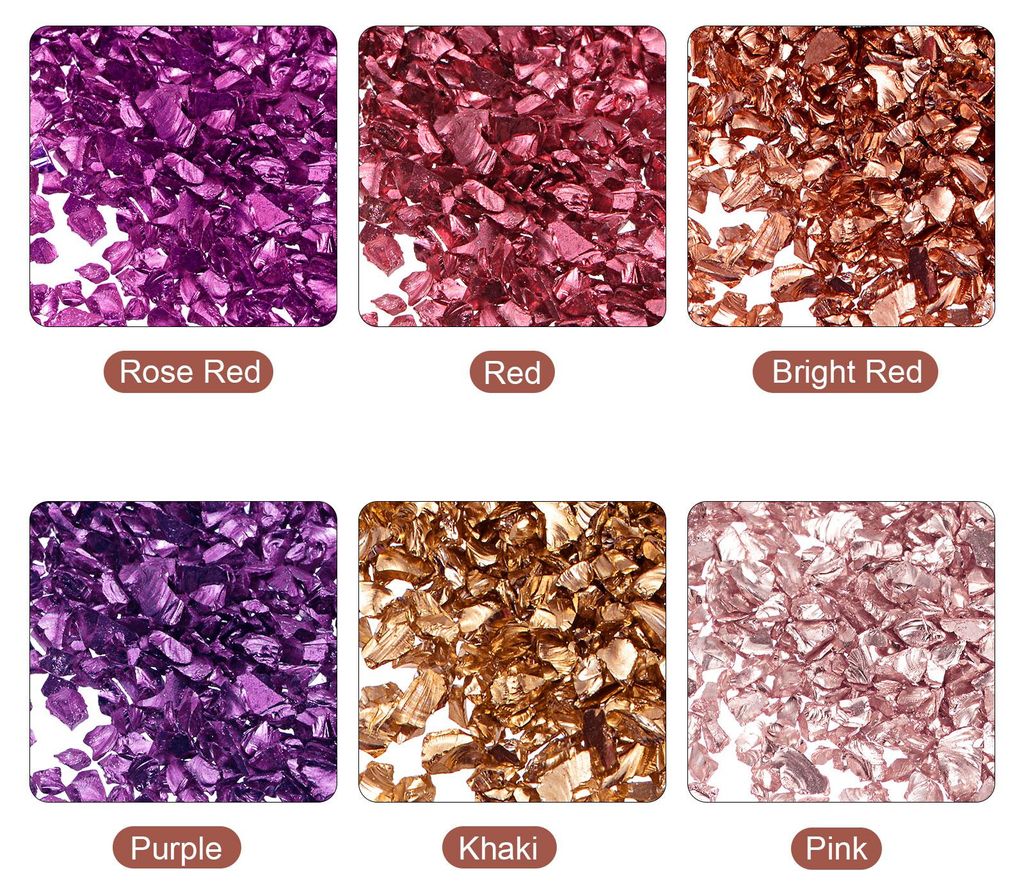6 Farben Crushed Glass Chips, 1-4mm Unregelm??iges Glitzer-Metallic-Glas zum Basteln DIY Schmuckfš¹ller Epoxidharz-Dekoration 28 g Rot Lila Farbs...