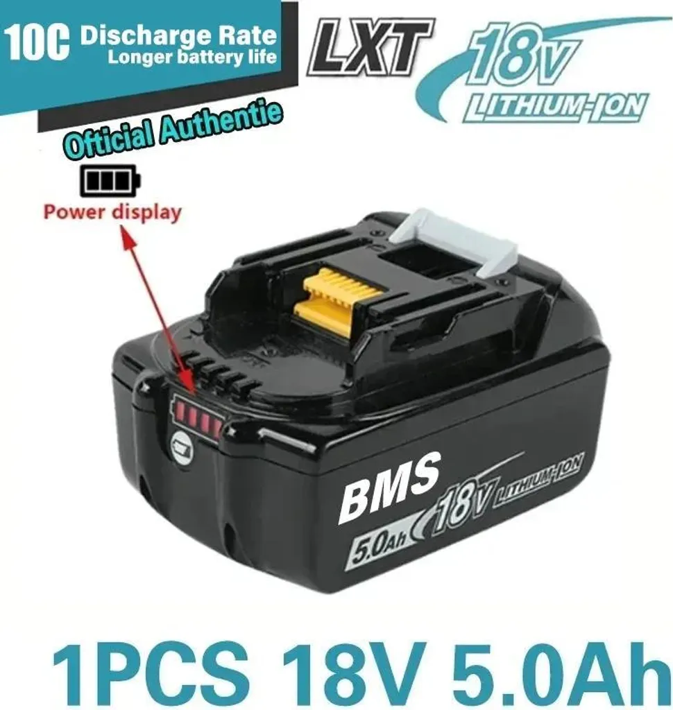 Batteria BL1860 18V 5.0Ah per Makita: Ricambio Professionale LXT Litio