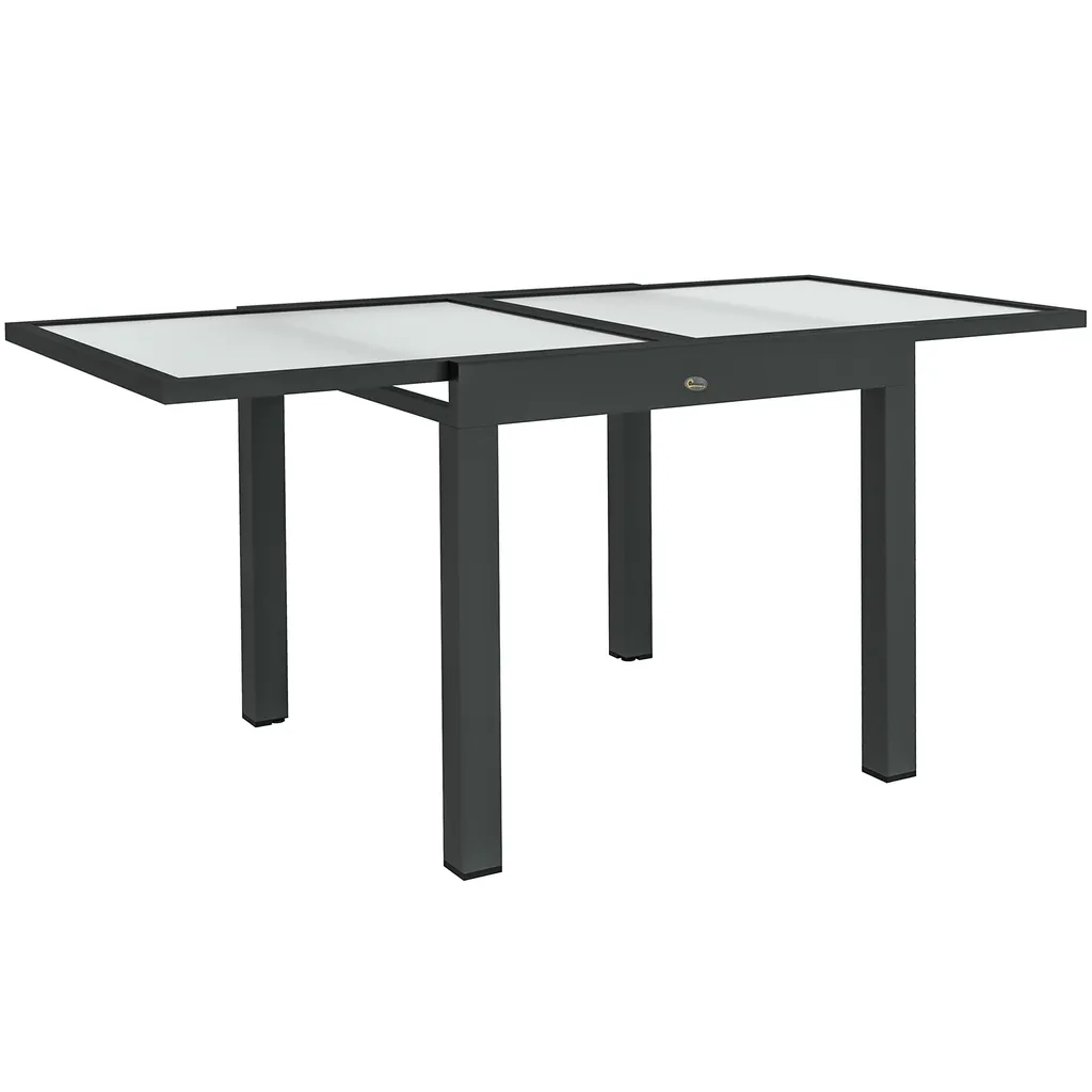 Table extensible 160cm aluminium et verre trempé pour jardin et balcon