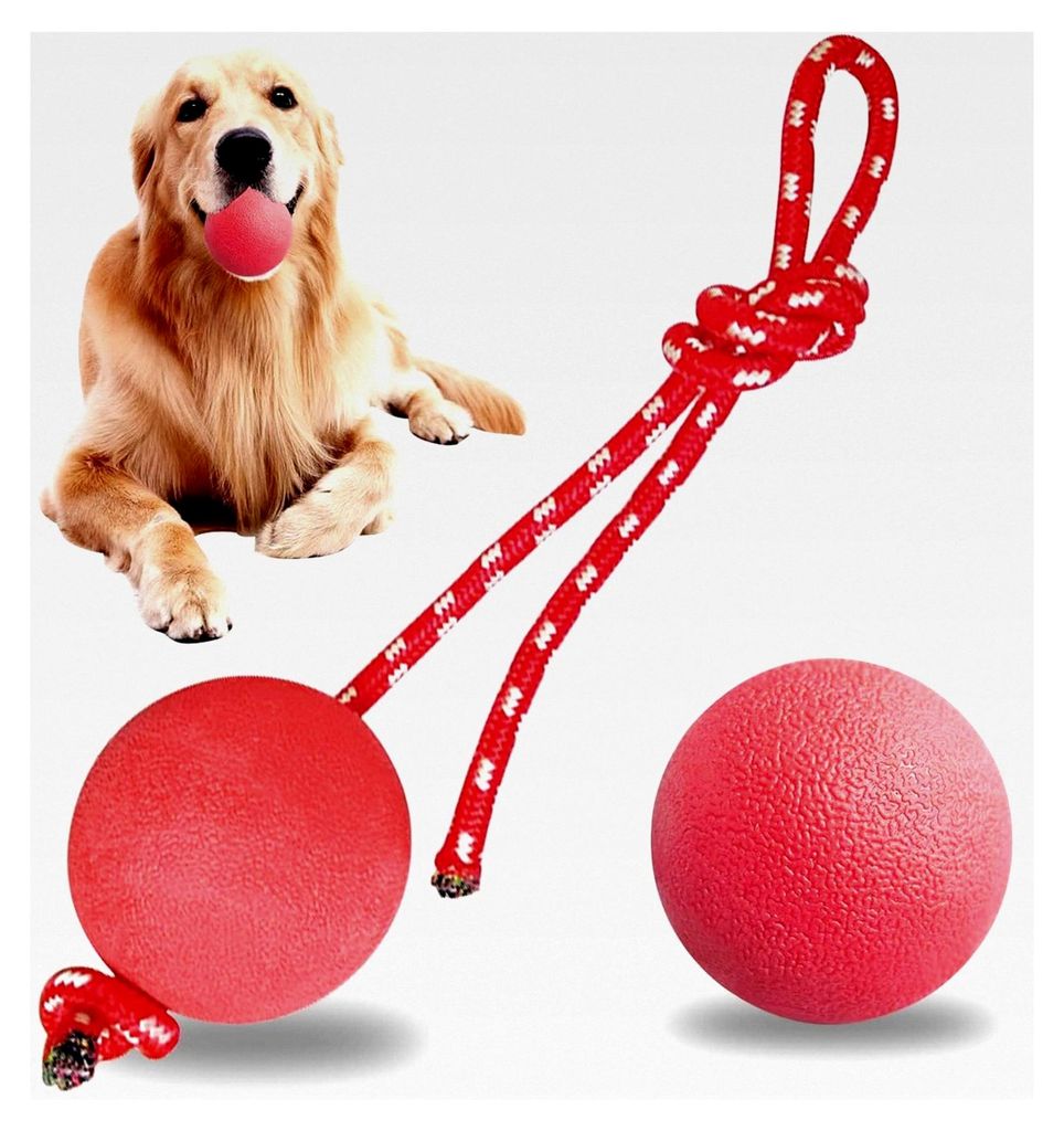 3 Stück Wurfball für Hunde, Hundespielzeug mit Seil, Spielball für kleine Hunde und Welpen