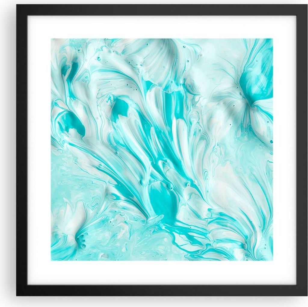 Gerahmtes Poster - Schwarzer Rahmen - Blume Abstraktion - 40x40 cm - Wand Bild - Wanddeko - Wandbilder - Kunstposter - Wandposter - Bilderrahmen - ...