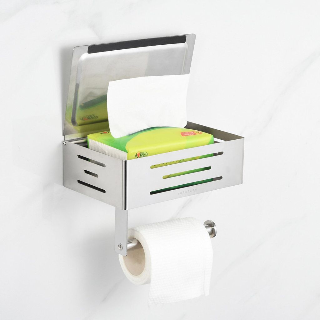 Toilettenpapierhalter mit Feuchttücherbox Edelstahl Produktbild 
