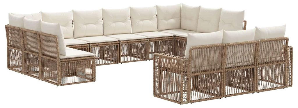 vidaXL Gartensofa-set 13 pcs Beige und Cremeweiß Poly-Rattan