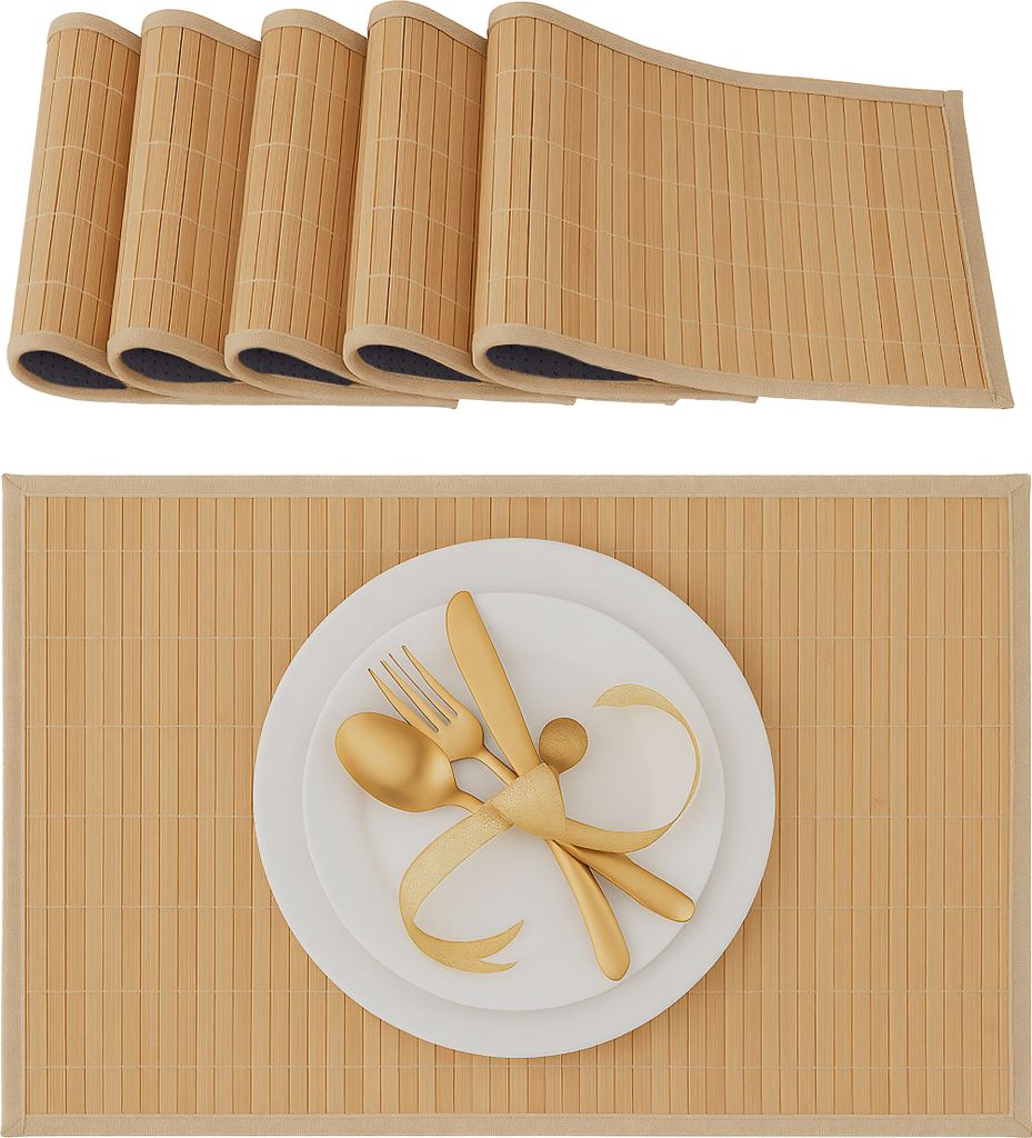 relaxdays Tischset 6er Set Bambus