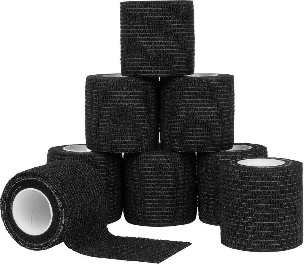 ACWOO Pansement Auto-adhésif Noir en Rouleau Cohésif - Lot de 8 Pièces