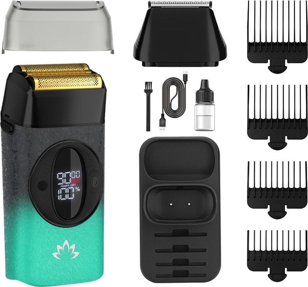 INF 2-in-1 Folienrasierer & Haarschneider für Herren mit Digitalanzeige Grün