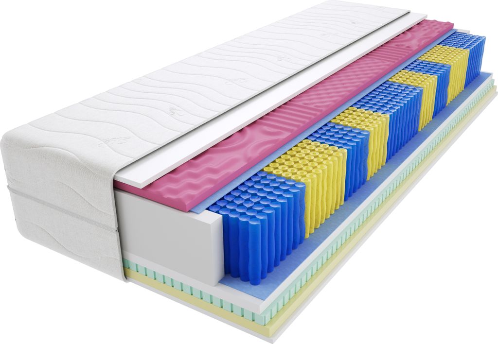 Matratze 110x200 cm Doppelmatratze, H3 Mittelfest Federkernmatratze, Taschenfederkernmatratze 22 cm Hoch Latex Visco Memory Profilierter Moletschau...