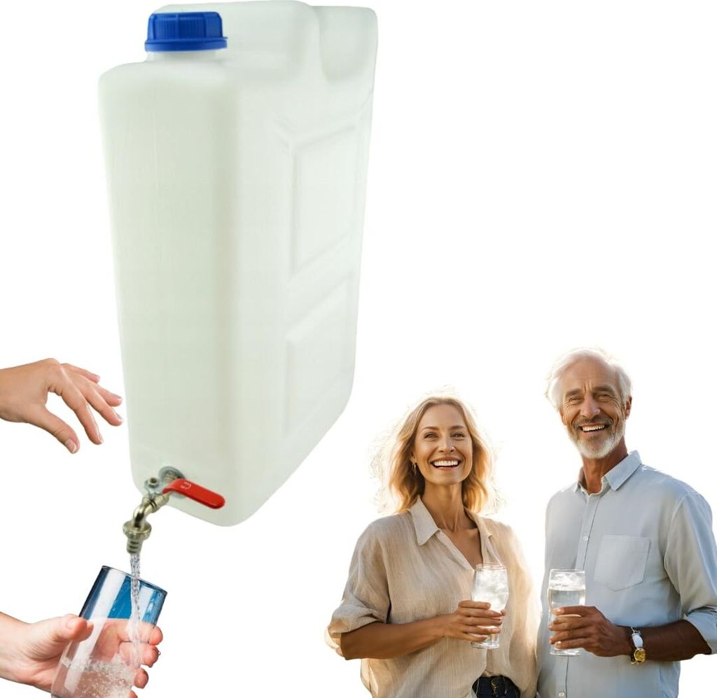 Anwicar Wasserkanister mit hahn - Wasser Kanister mit zapfhahn 20l - Camping Wassertank - Weiß