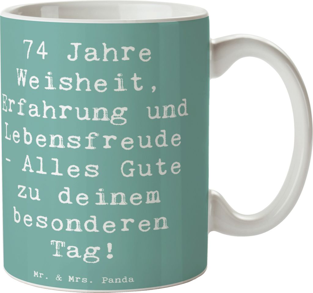 Mr. & Mrs. Panda Becher Spruch 74. Geburtstag - Meeresbrise - Geschenk, Kaffeebecher, 74 Jahre, Tasse mit, feiern, Erfahrung, Jubiläum, Kaffeetass...