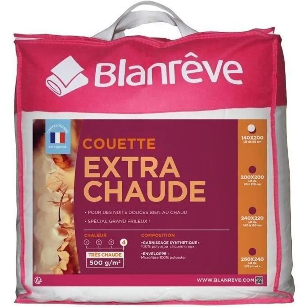 Couette Moelleuse 500g/m² Blanreve Pilota 140x200 cm Blancheur Éclatante