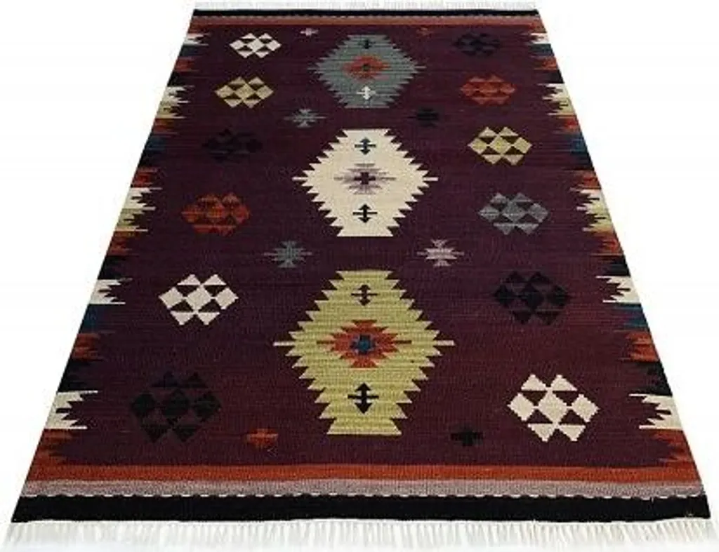 Tapis Kelim Violet 80x250 cm Antidérapant et Facile d'Entretien KL-161