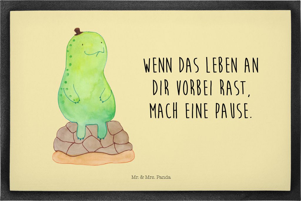 Mr. & Mrs. Panda Schmutzfangteppich Schildkröte Pause 60 x 90 cm - Gelb Pastell - Geschenk, Schmutzmatte, Fussmatte, flurmatte, Gummimatte, fußma...