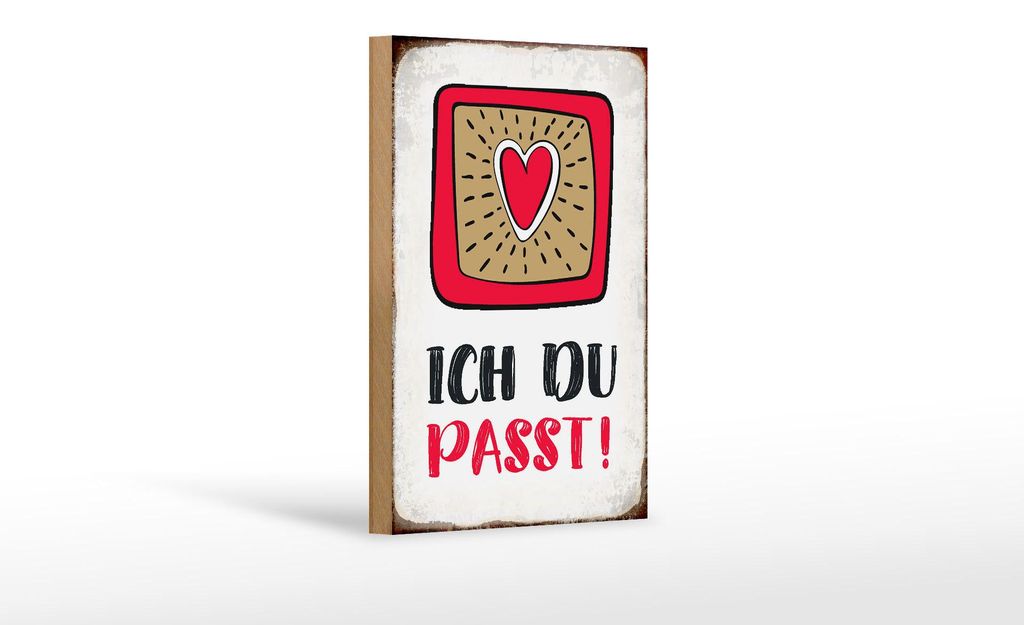 Holzschild Spruch 12x18cm ich du passt Herz Liebe