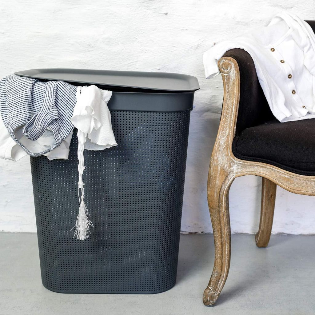 Wäschecollector 50L mit Deckel und 2 Griffen Kunststoff (PP) BPA-frei anthrazit 50L (43,2 x 34 x 53,8 cm)