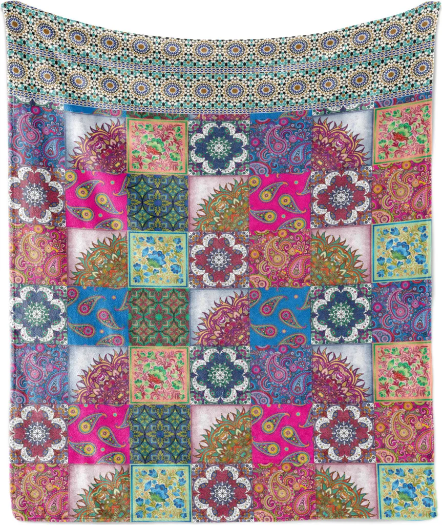 Plaid Orientale ABAKUHAUS 175x230cm | Coperta Letto Patchwork Multicolore