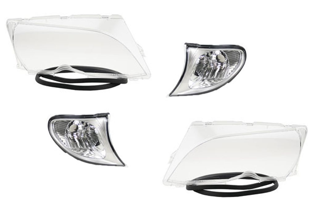 Johns, Scheinwerfer Glas Satz passend für BMW E46 3er 01-05 Streuscheiben Set + Blinker 63126924043 63126923409 6923409 6924043 63126924044 631269...