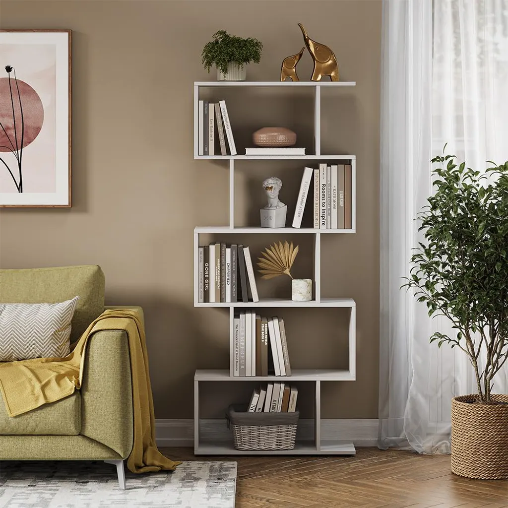 Meuble de rangement 5 compartiments Vicco Levio Blanc haute qualité 164cm