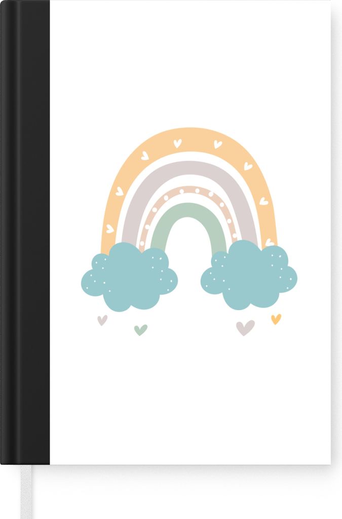 MuchoWow Notizbuch Tagebuch Haushaltsbuch Notebook A5 Regenbogen - Herzen - Wolken - Punkte - Pastell - Kinder - Notizblock - Notizheft - Noteboo...