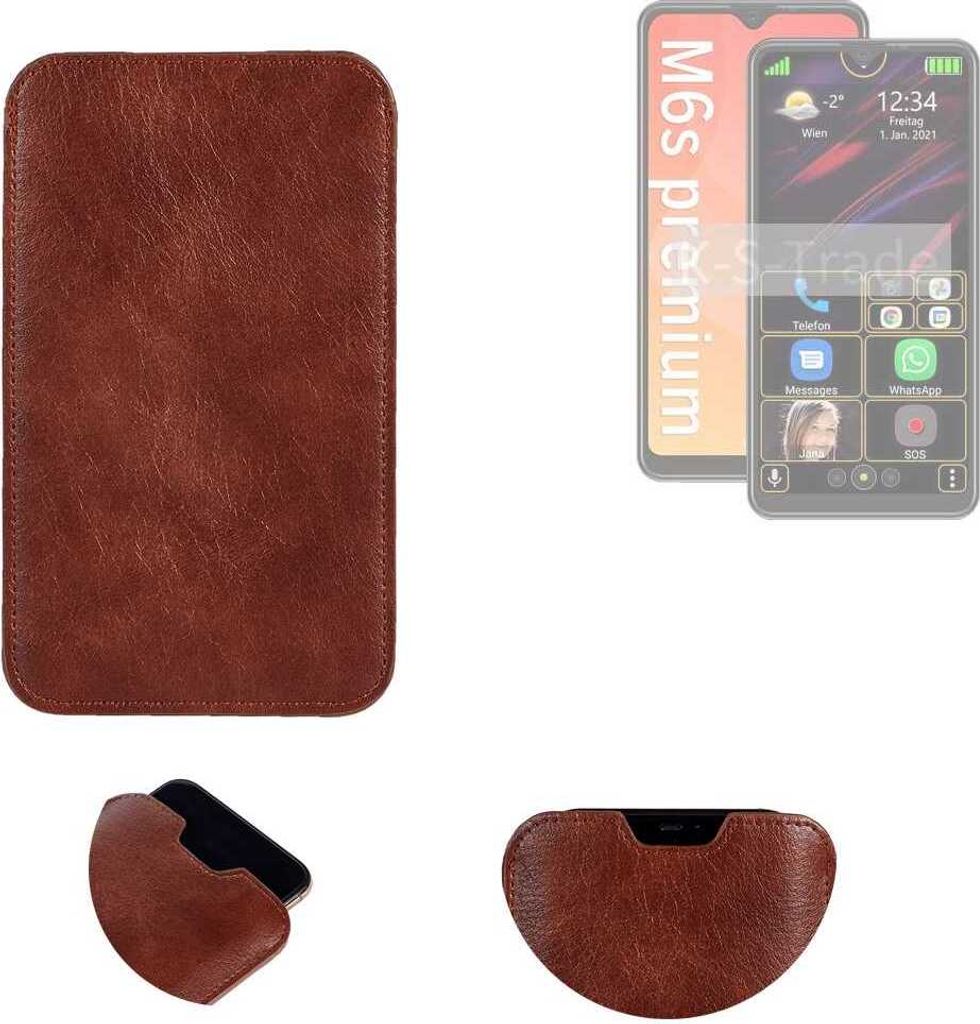 K-S-Trade Schutzhülle Handyhülle kompatibel mit Bea-fon M6s premium Handytasche Kunstleder Sleeve in braun