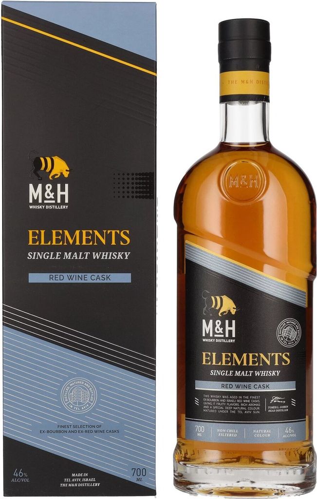M&H ELEMENTS Red Wine Cask Single Malt Whisky 46% Vol. 0,7l in Geschenkbox