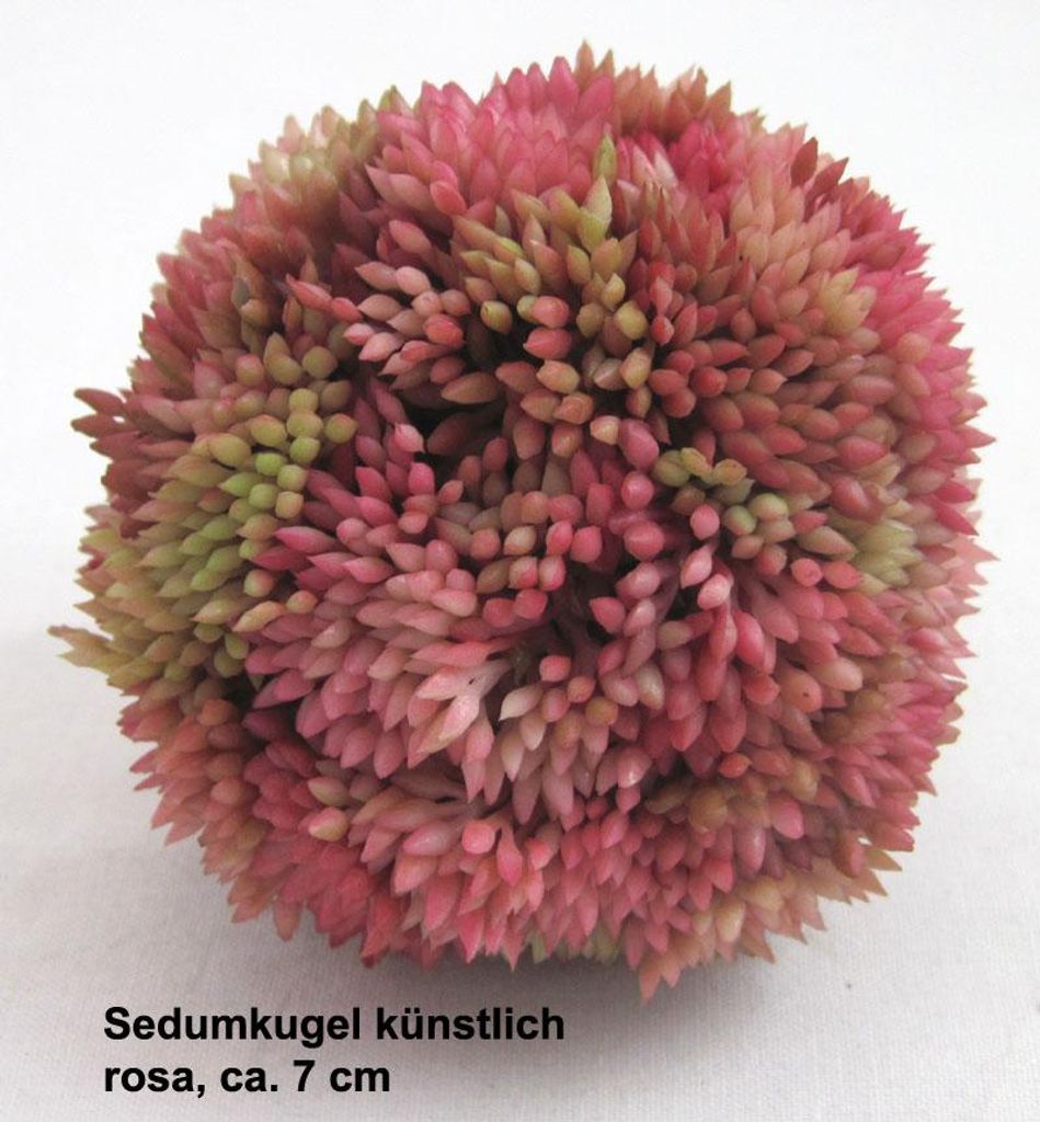1 Sedumkugel künstlich, rosa, ca. 7 cm