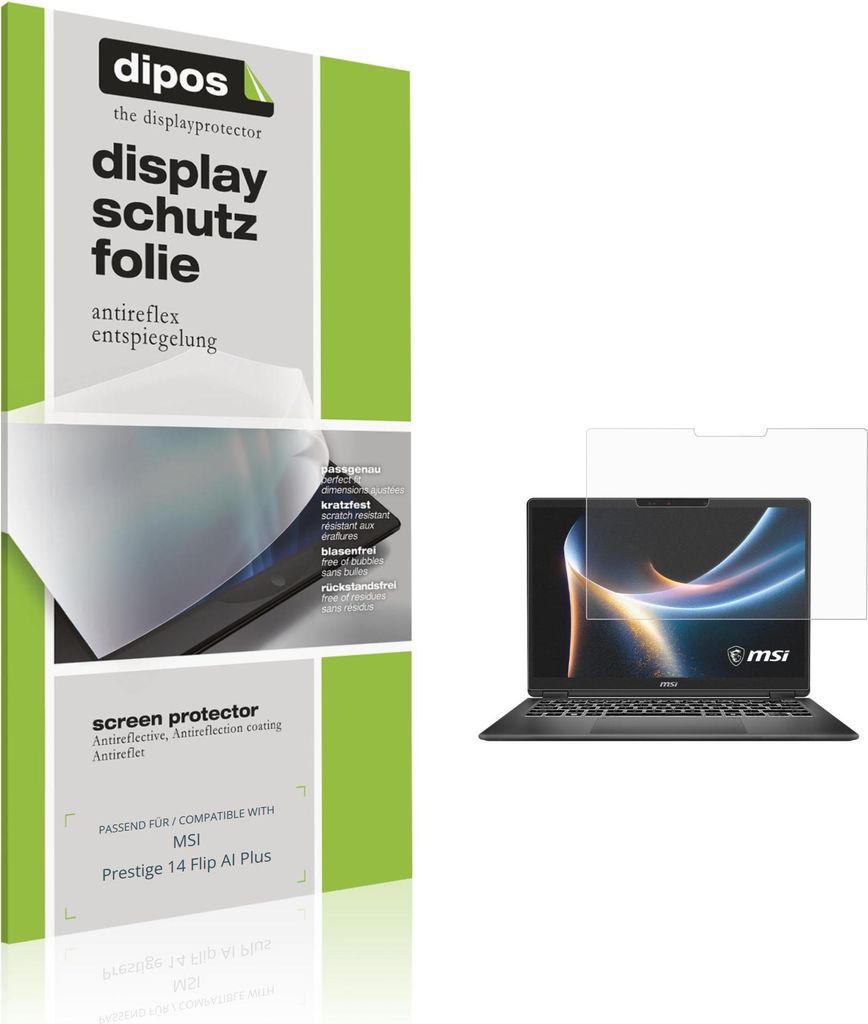 2x Schutzfolie für MSI Prestige 14 Flip AI Plus matt Displayschutzfolie Folie Display Schutz dipos