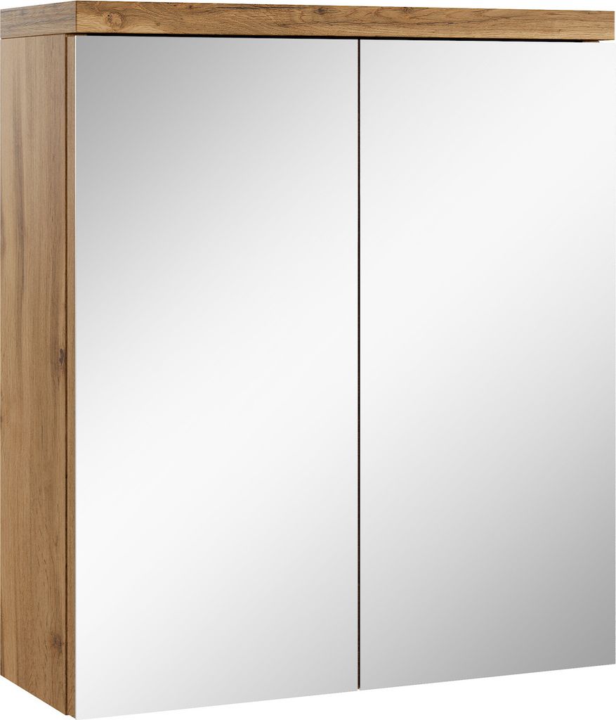 Badplaats Spiegelschrank Toledo 60 x 60 cm Eiche - Badezimmerschrank mit Spiegel und 2 Türen