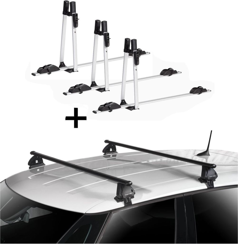 3x VDP Fahrradträger ALU Premium + Dachträger VDP EVO Stahl kompatibel mit für Skoda Fabia (NJ) 5 Türer ab 2015