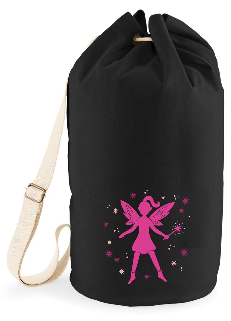 Huuraa Seesack Fee Fabelwesen 20 Liter Black Baumwolle Rucksack Geschenkidee