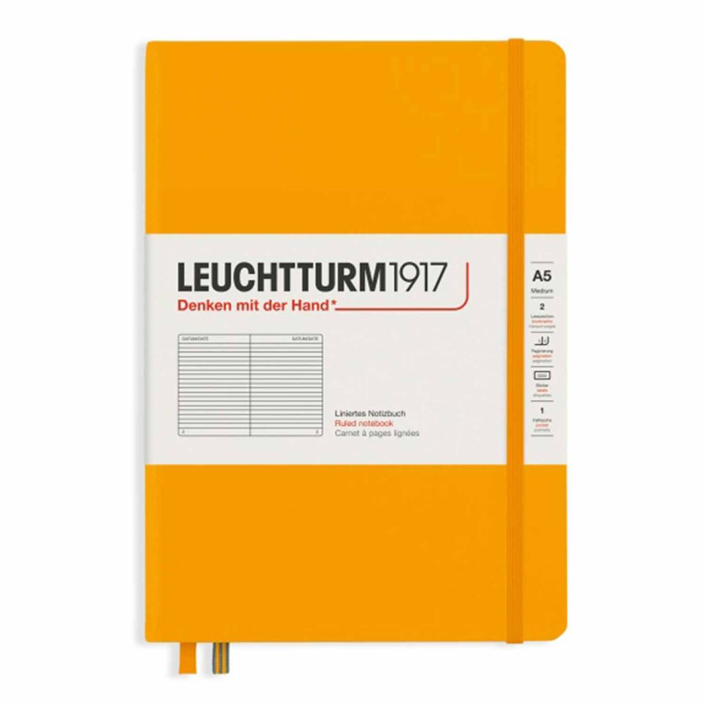 Leuchtturm 363388, Einfarbig, Orange, A5, 251 Blätter, 80 g/m², Liniertes Papier