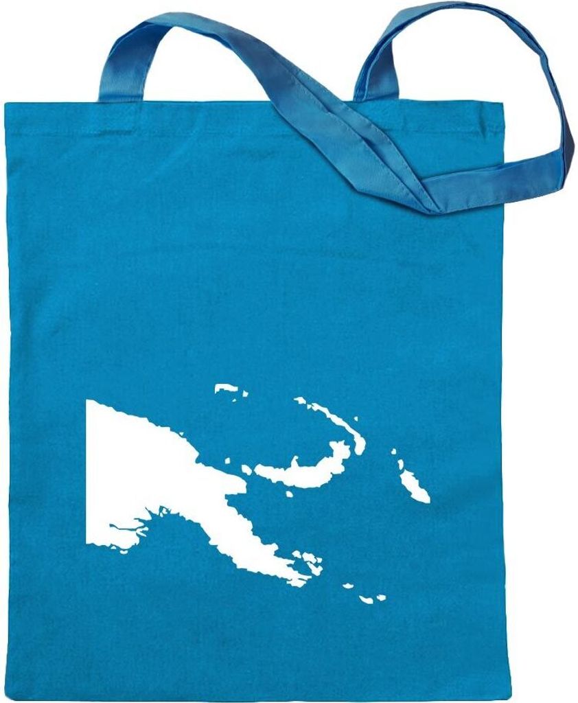 Kiwistar - Baumwolltasche - hellblau - Papua-Neuguinea Umriss - Tragetasche Stoffbeutel Umhängetasche Langer Henkel