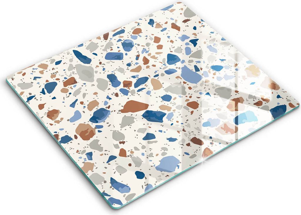 Glasschneideplatte - Herdabdeckplatte - 60x52 - Schneidebrett - Spritzschutz - Dekoratives Stein