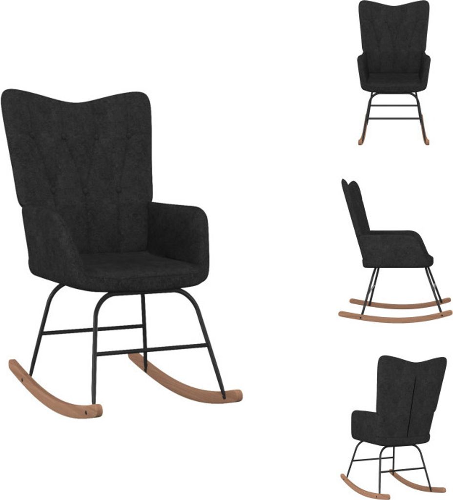 vidaXL Schaukelstuhl Schwarz Stoff - Schaukelstühle