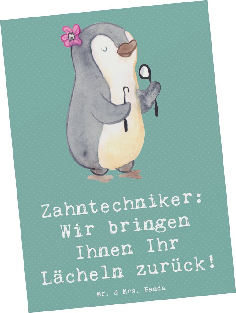 Mr. & Mrs. Panda Postkarte Zahntechniker Lächeln - Meeresbrise - Geschenk, Ansichtskarte, Zahnmedizinisches Labor, Grußkarte, Zahntechnik, Ansich...