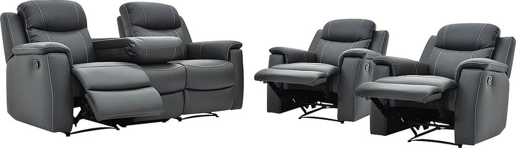 3-Sitzer Ledersofa und 2 Sessel EVASION mit Relaxfunktion - Produktbild 