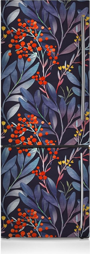 Kühlschrank Aufkleber Kühlschrankmagnete Dekoration Kühlschrankfolie 70x190 cm - Grafische Blumen