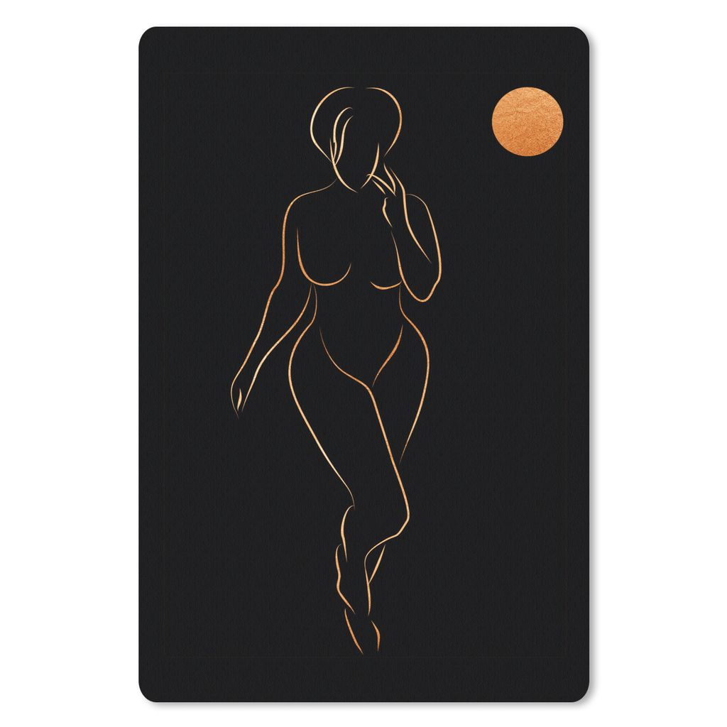 MuchoWow® Mauspad Mousepad Frau - Mond - Schwarz und Gold - Produktbild 