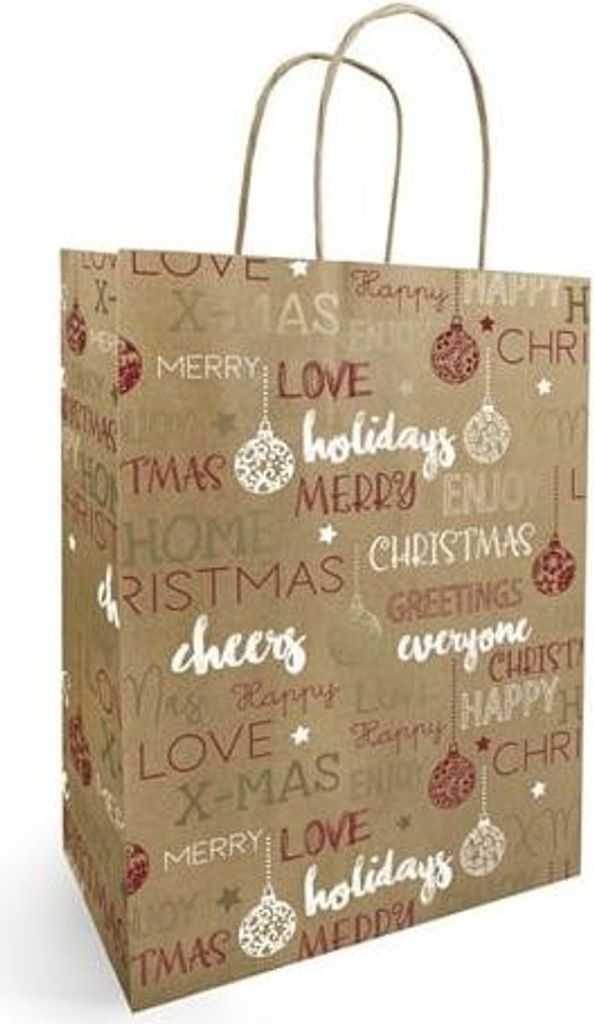 Weihnachtstasche KRAFT mit Aufdruck 230 x 120 x 300 mm ZYCZENIA