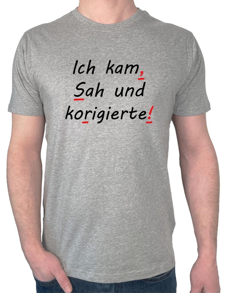 Huuraa Herren T-Shirt Kam Sah und korigierte Korrektur L Sport Grey Bio Baumwolle Fairtrade Herrenshirt Geschenkidee