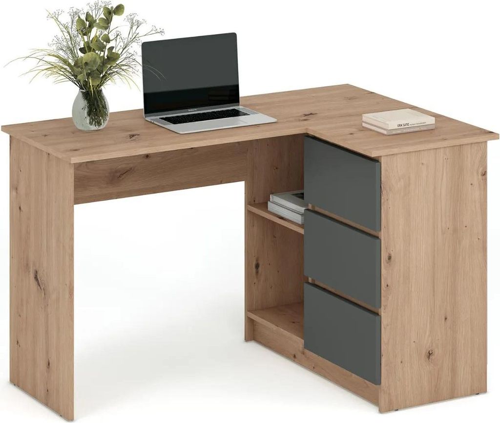 Rohový psací stůl BEGA artisan dub/grafit Obrázek produktu 