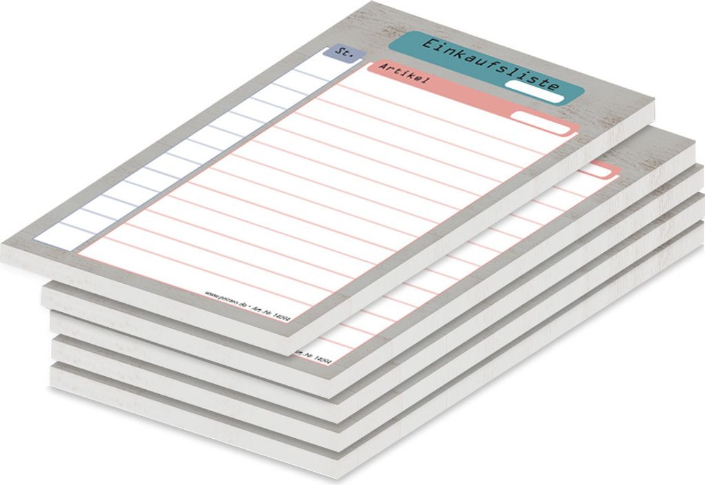 PRICARO Einkaufsliste "Register", A6, 5 Stück Produktbild 