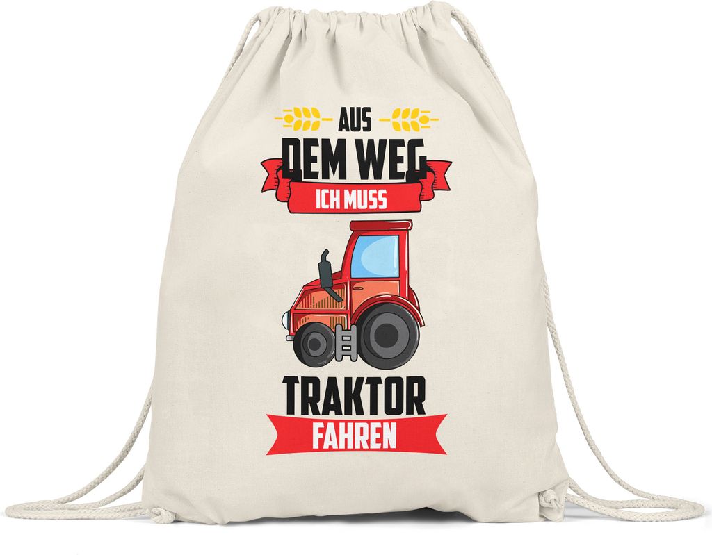 Aus dem Weg ich muss Traktor Fahren Turnbeutel Gymsack Trecker Fans Geschenkidee Jungs Bauern