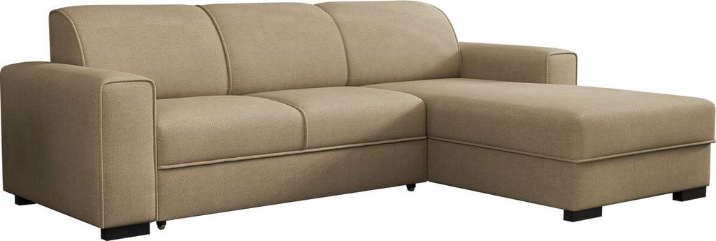 MIRJAN24 Ecksofa Luis, L-From Polsterecke mit Schlaffunktion und Bettkasten, Holzfüße (Farbe: Crown 02, Seite: Rechts)