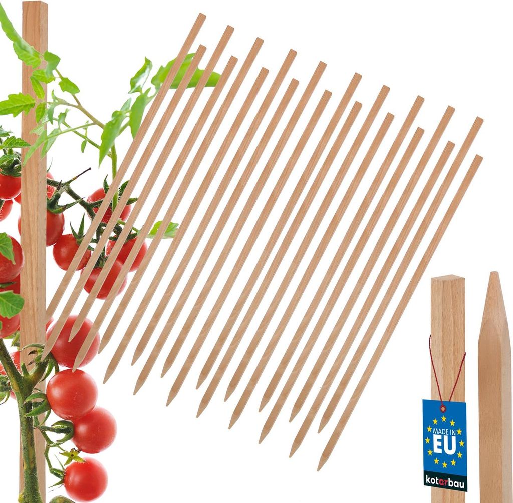 KOTARBAU Tomaten-Gemüse-Gartenstäbe aus Holz, Stütze für Sträucher, Bäume, 60 cm, 20 Stück