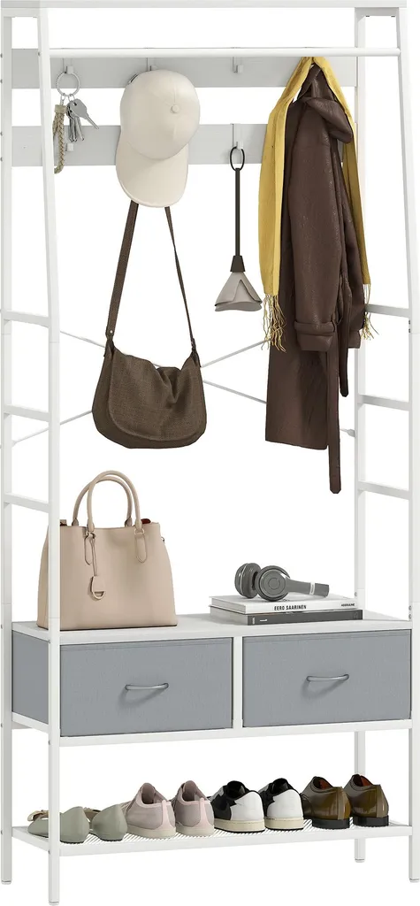 Meuble d'entrée gain de place avec rangement chaussures et tringle 80cm