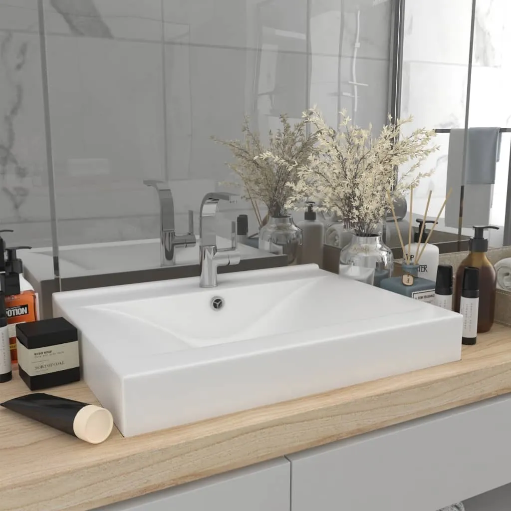 Vasque à poser en céramique blanc mat 60 cm vidaXL pour salle de bain